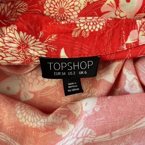 TOPSHOP Koi Fish Print Long Sleeve Button Down Top - Picture 5 of 7